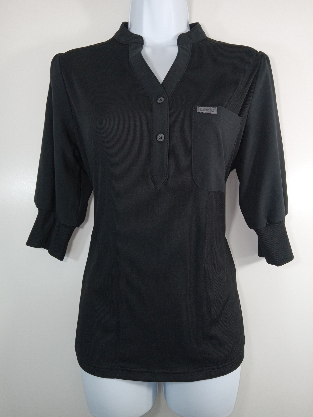 Black Landau Forward Women's Quarter-Button Pocket Top